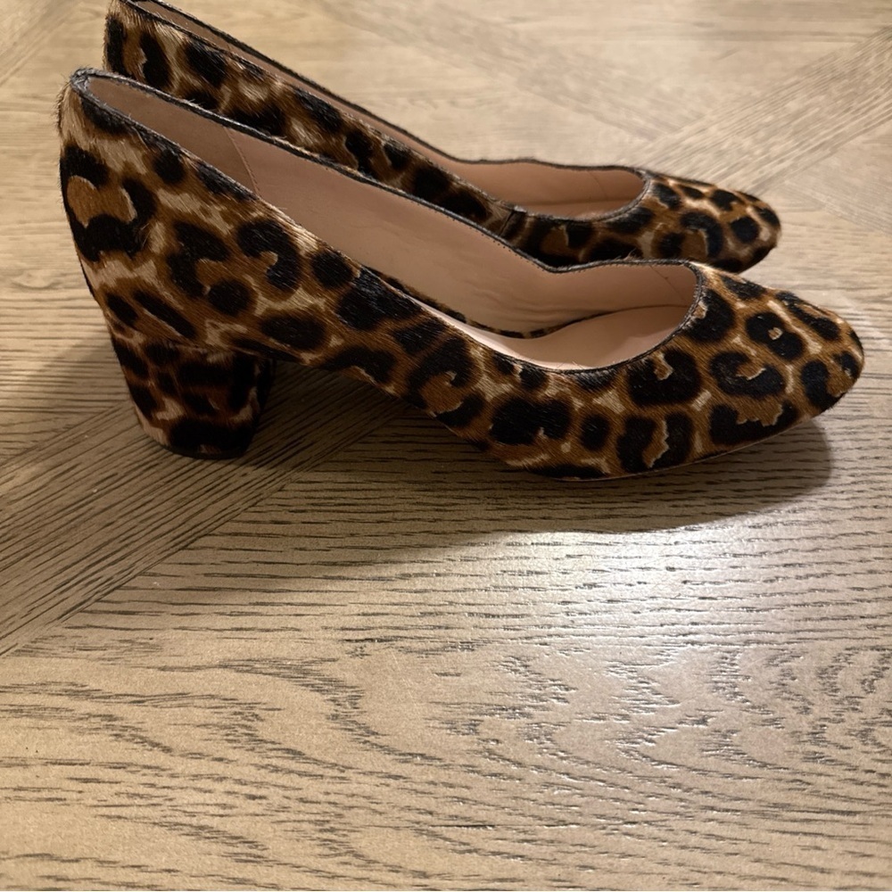 Loeffler Randall Jane Leopard Calf Hair Mid Heel Pump 9B - Picture 2 of 5